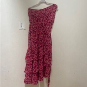 Chic Floral Pink Tiered Maxi Dress